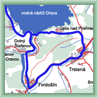 Fahrradstrecken - Trstená - Wassersperre Oravská - Trstená